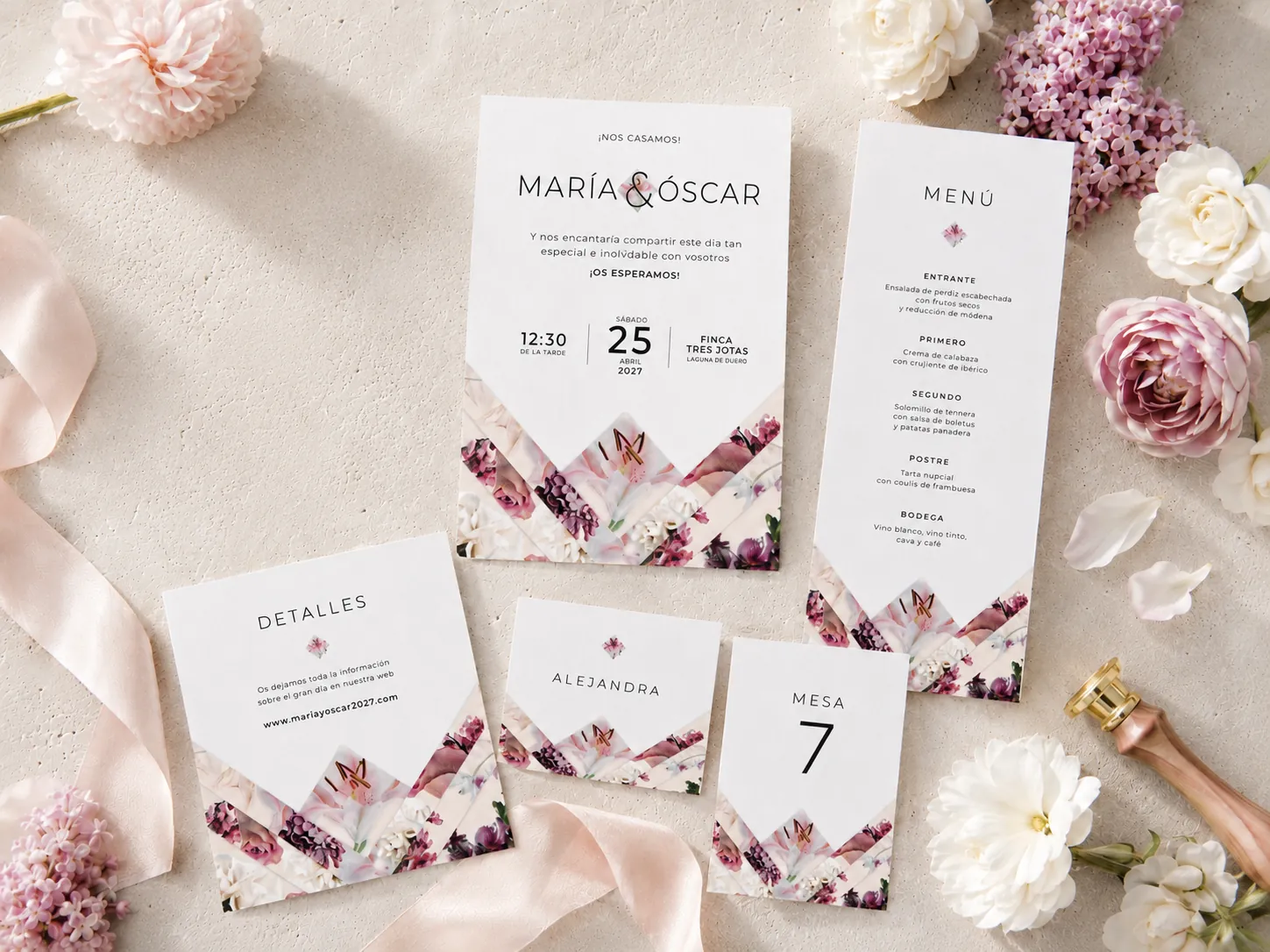 Papelería del día de una boda real